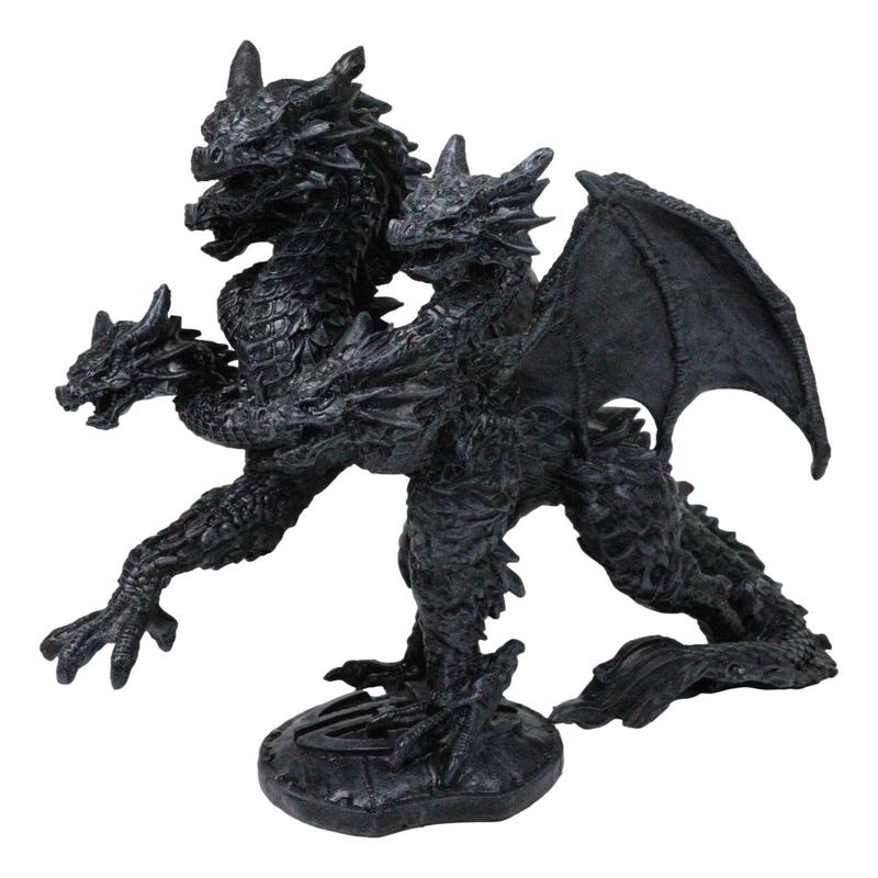 Legends Of Hercules Fantasy Five Headed Dragon Hydra Faux Stone Figurine 8"H