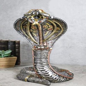 Military War Machine Steampunk Gearwork Robotic Cyborg Cobra Snake Figurine