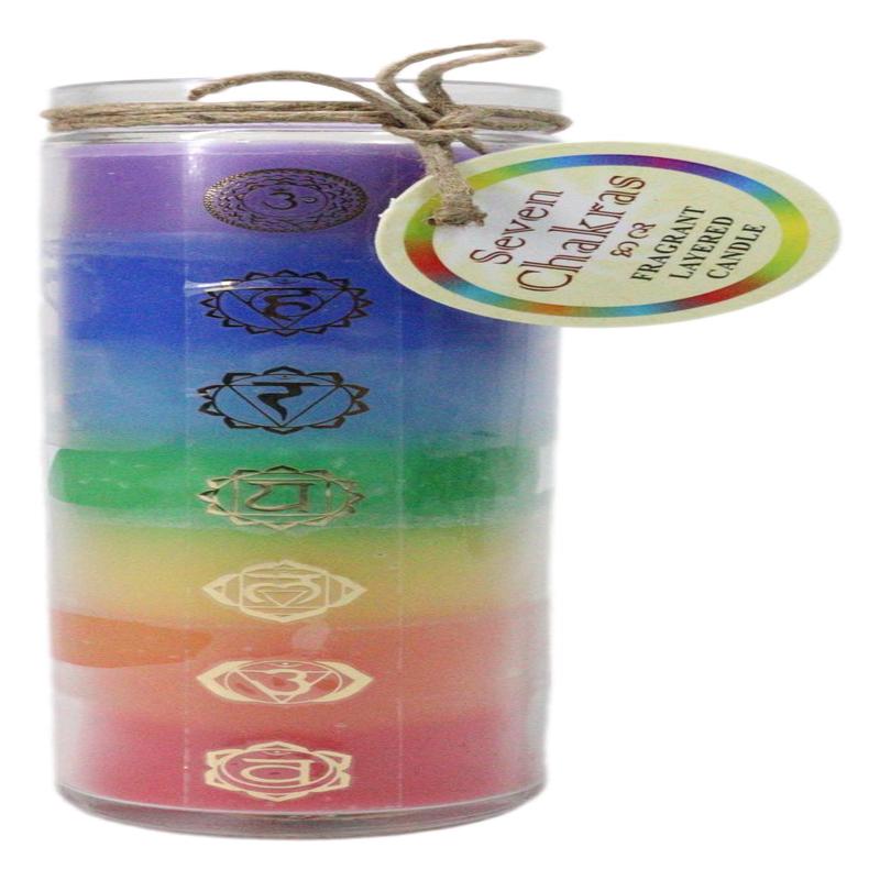 Rainbow 7 Chakra Zones Multi Scent Wicca Mystic Spiritual Tall Tube Candle