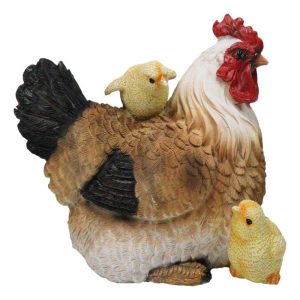 Rustic Farmhouse Chicken Mother Hen with Adorable Chicks Animal Family Figurine