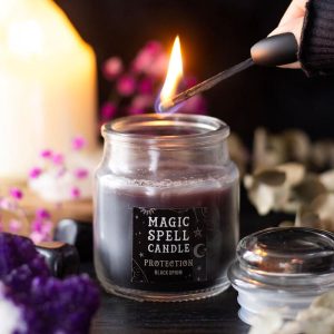 Set of 3 Wicca Halloween Ritual Black Opium Protection Spell Candle in Glass Jar
