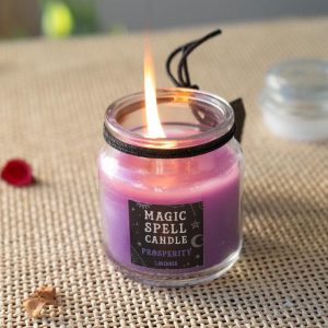 Set of 3 Wicca Halloween Ritual Lavender Prosperity Spell Candle in Glass Jar