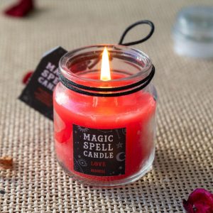 Set of 3 Wicca Halloween Ritual Red Rose Love Passion Spell Candle in Glass Jar