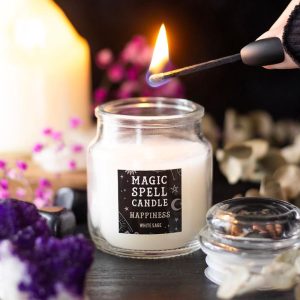 Set of 3 Wicca Halloween Ritual White Sage Happiness Spell Candle in Glass Jar