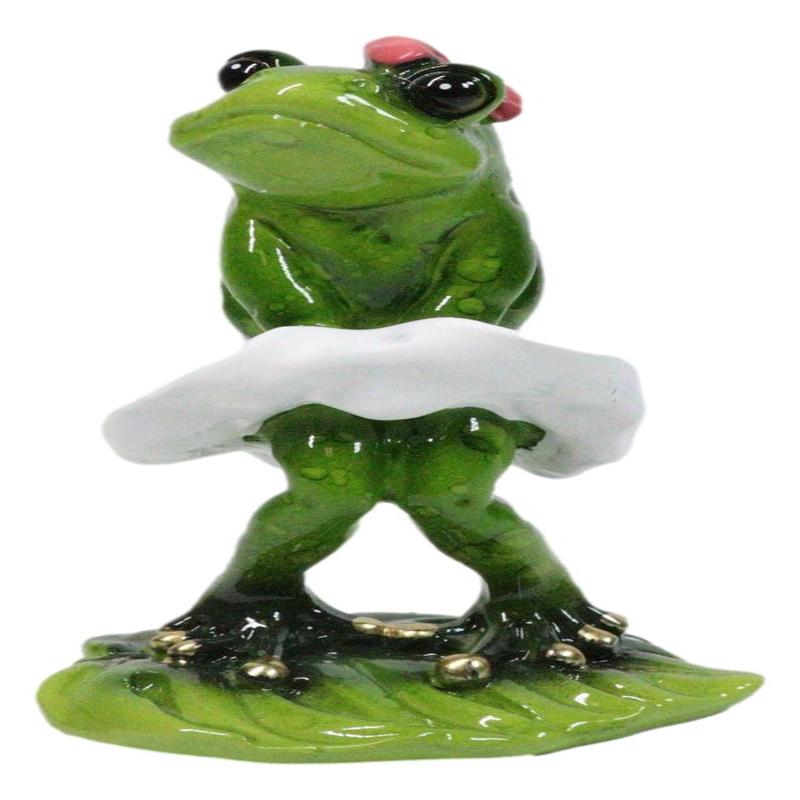 Sexy Lady Marilyn Green Frog with Pink Ribbon and White Cocktail Dress Figurine