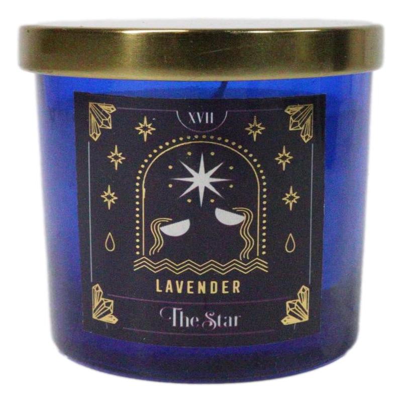 Wicca Witchcraft Mystic Tarot The Star Lavender Scented Pillar Candle Gold Lid