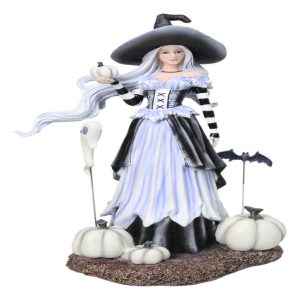 Fantasy Amy Brown Ghost Pumpkins Witch With Bat and Haunted Spirit Figurine