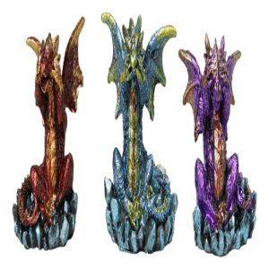Fantasy Colorful See Hear Speak No Evil Baby Dragon Hatchling Figurines Set Of 3
