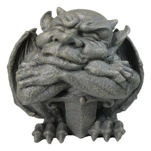 Gothic Stoic Warrior Notre Dame Gargoyle Sword Bearer Chimera Figurine 12"H