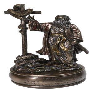 Moses Lifting Up The Bronze Serpent Pole to Ward Off Venomous Serpents Figurine