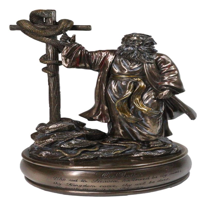 Moses Lifting Up The Bronze Serpent Pole to Ward Off Venomous Serpents Figurine