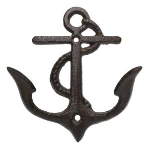 Set Of 2 Cast Iron Rustic Marine Sea Sailor Ship Anchor Double Wall Coat Hooks