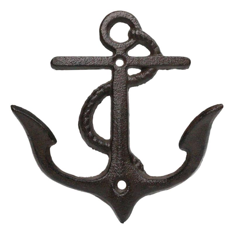 Set Of 2 Cast Iron Rustic Marine Sea Sailor Ship Anchor Double Wall Coat Hooks