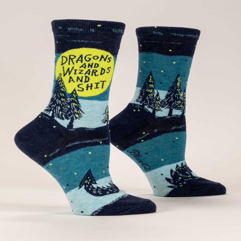 Blue Q Dragons & Wizards and Shit Women's Crew Socks