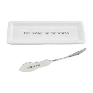 Mudpie Ceramic Butter Dish & Spreader set