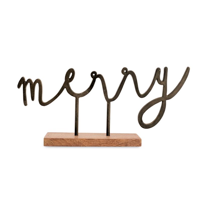 Mudpie Merry Cast Iron Sentiment Sign