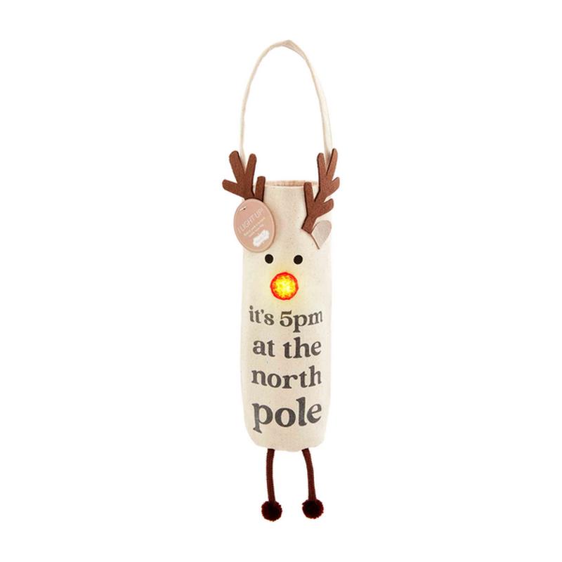 Mudpie Reindeer Light up Christmas Wine Bag