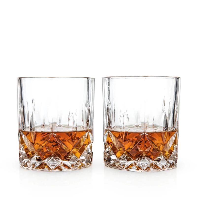 Viski Admiral Stemless Crystal Lowball Tumblers Set of 2