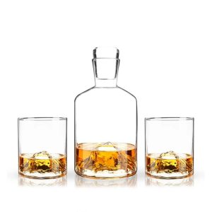 Viski Mountain Decanter with Crystal Tumblers Set of 2