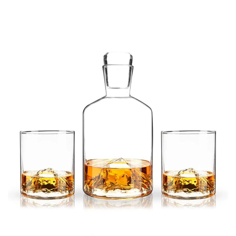 Viski Mountain Decanter with Crystal Tumblers Set of 2