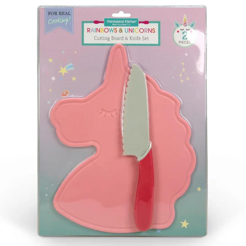 Handstand Kitchen Kid Safe Rainbow Unicorn Cutting Board & Knife Set