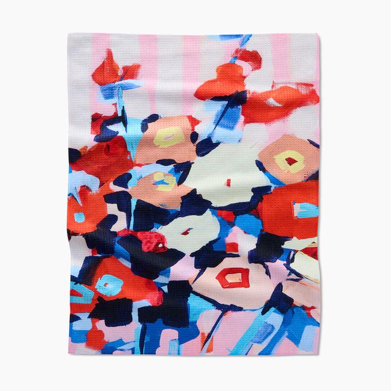 Geometry Raspberry Fluff Tea Towel