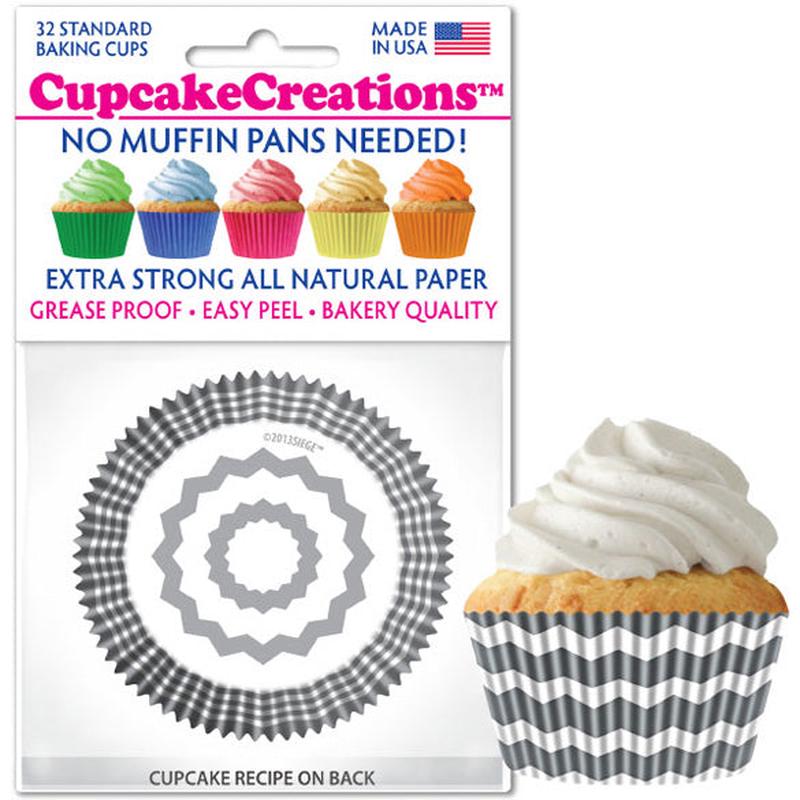 Siege Cupcake Creations Silver Chevron Baking Cups