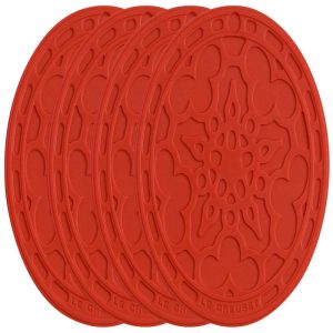 Le Creuset Cherry Silicone French Coaster Set of 4