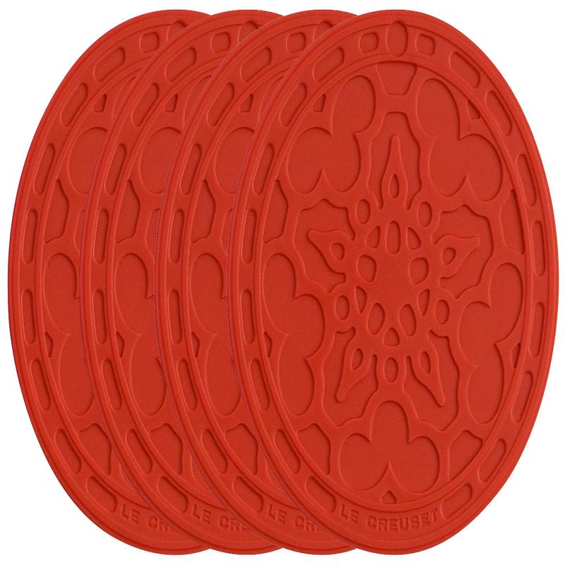 Le Creuset Cherry Silicone French Coaster Set of 4