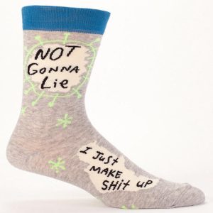Blue Q Men's Crew Socks Not Gonna Lie, I Just Make Shit Up