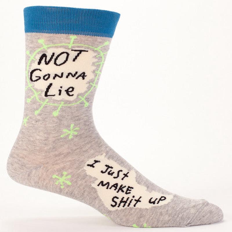 Blue Q Men's Crew Socks Not Gonna Lie, I Just Make Shit Up