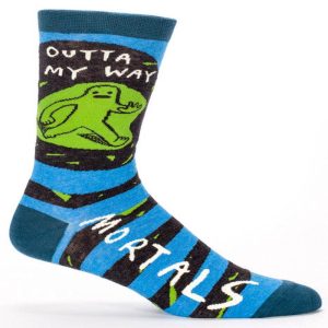 Blue Q Men's Crew Socks Outta My Way Mortals