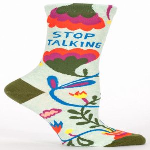 Blue Q Women's Crew Socks Stop Talking