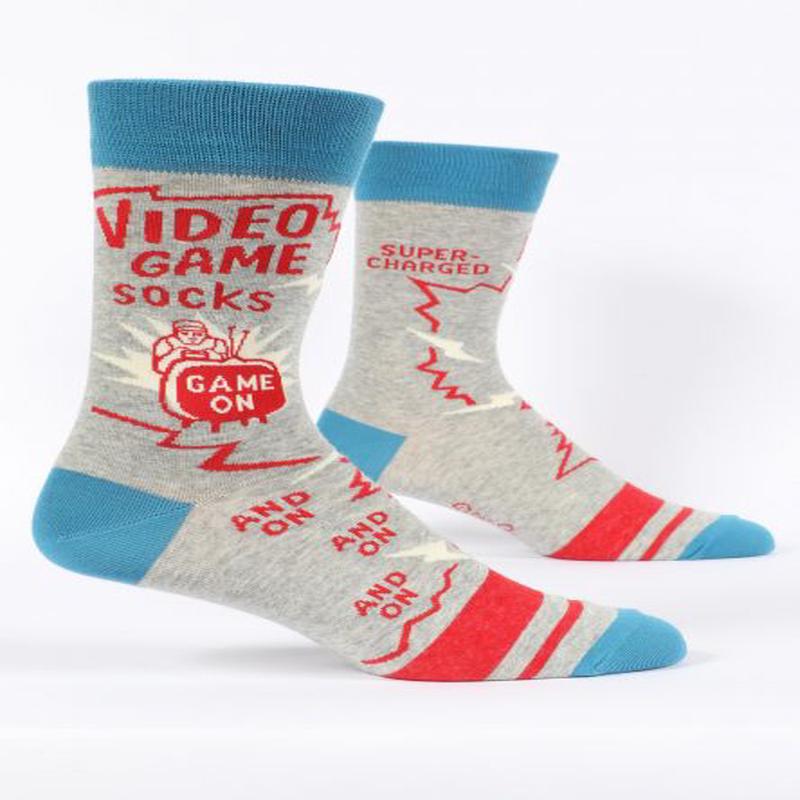 Blue Q Men's Crew Socks Video Game Socks, Game On