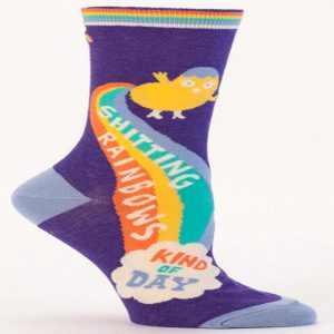 Blue Q Women's Crew Socks Shitting Rainbows Kind Of Day