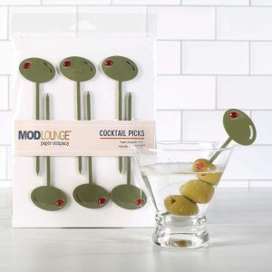 Mod Lounge Mid Century Modern Acrylic Olive Cocktail Pick Set of 6
