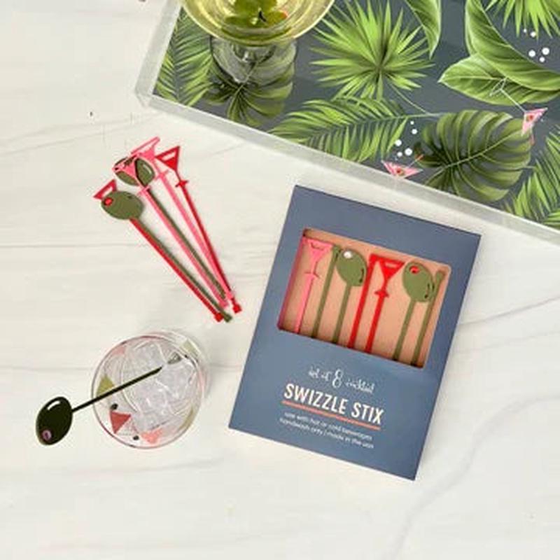 Mod Lounge Mid Century Modern Martini and Olive Swizzle Sticks 8pc