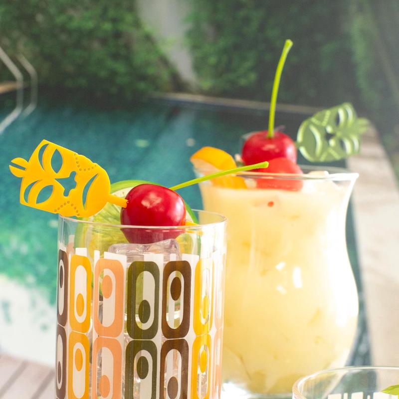 Mod Lounge Tiki Mask Mid Century Modern Acrylic Cocktail Picks 12pc