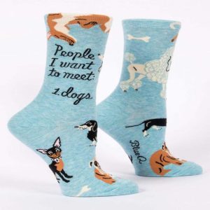 Blue Q Women's Crew Socks People I Want to Meet: 1. Dogs