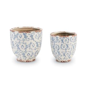 Mud Pie Distressed Painted Pot Small