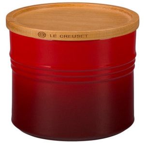 Le Creuset 2.5 Qt Cherry Canister With Wood Lid