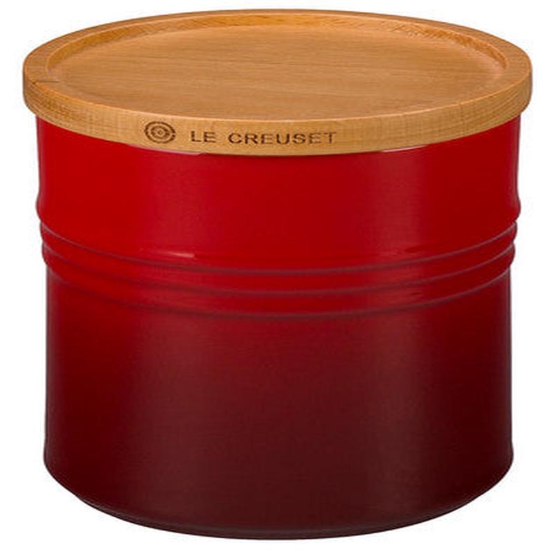 Le Creuset 2.5 Qt Cherry Canister With Wood Lid