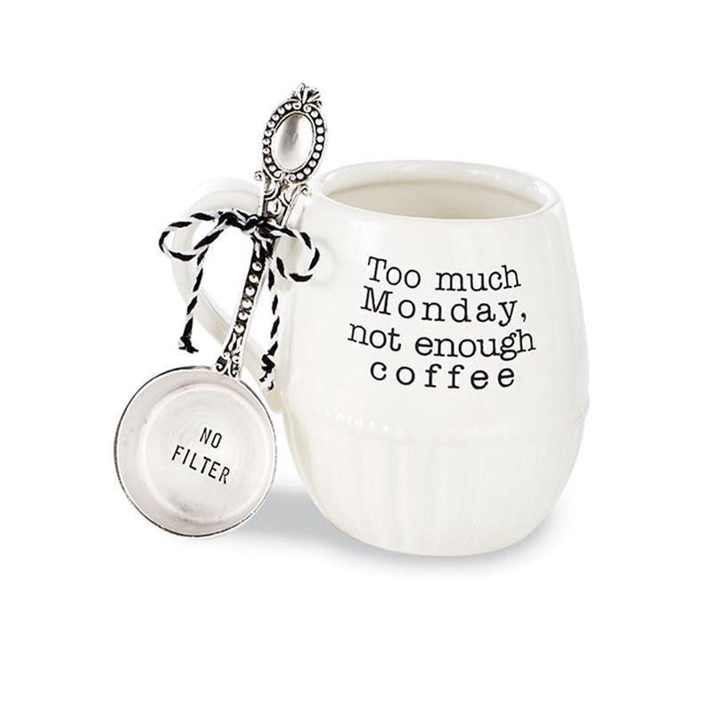 Mud Pie Monday Coffee Mug Set - Too Much Monday, Not Enough Coffee