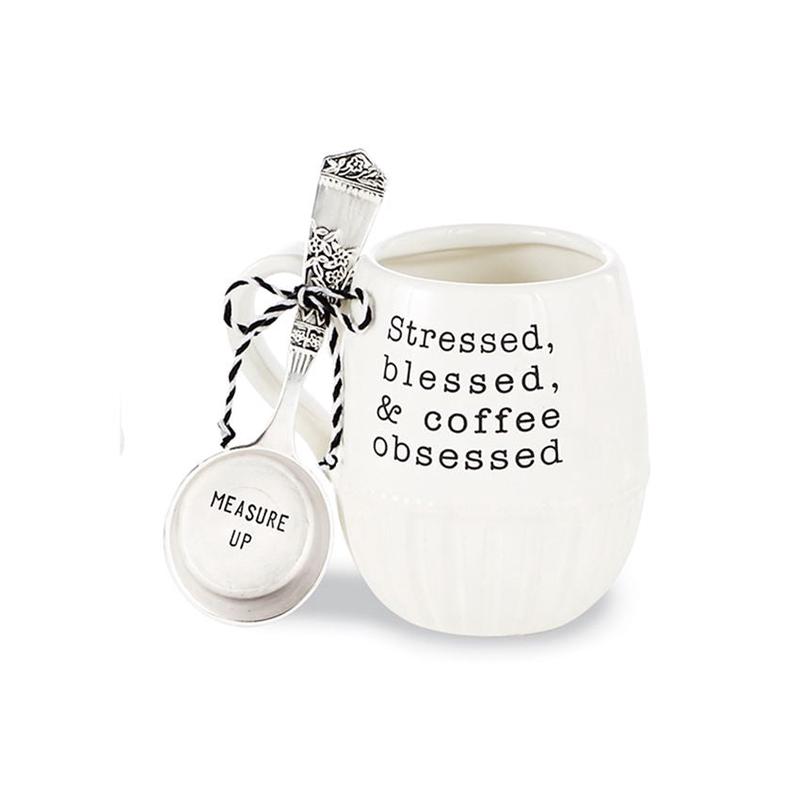 Mud Pie Stressed Coffee Mug Set - Stressed, Blessed & Coffee Obsessed