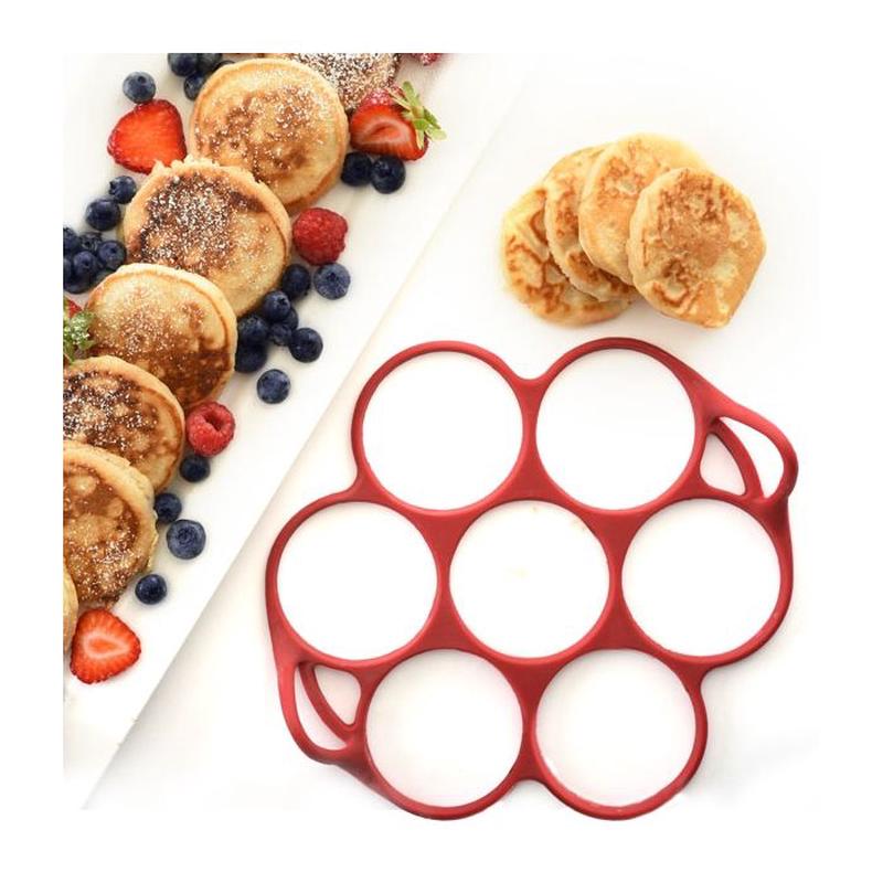 Norpro Silicone Silver Dollar Pancake Egg Ring 7 Count Red