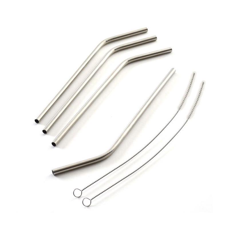 Norpro Stainless Steel Drinking Straws with Cleaning Brush Set of 4