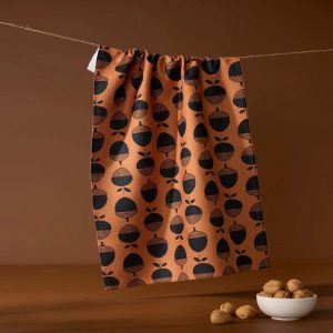 Geometry Acorn Noir Tea Towel