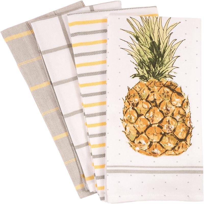 KAF Home Pineapple & Print Towels Set of 4
