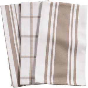 KAF Home Taupe Center Band Towel Set of 3