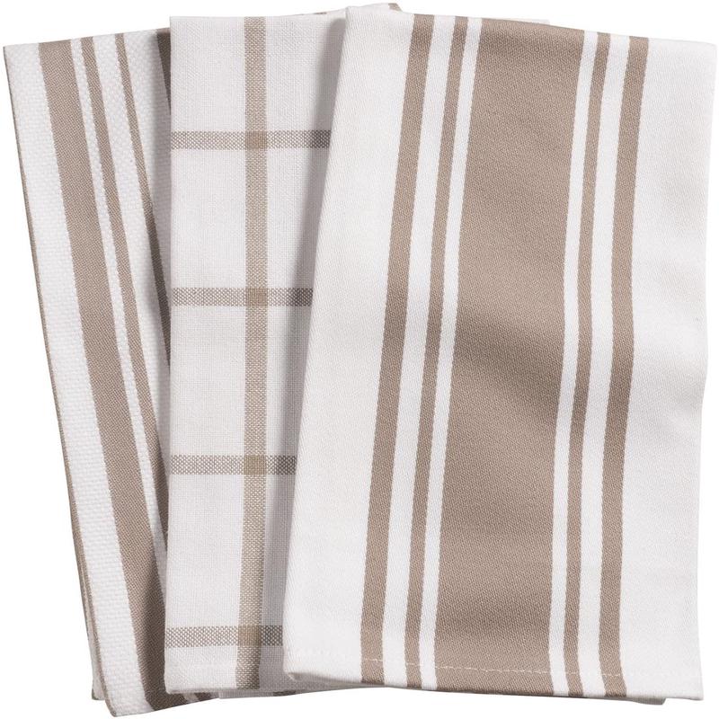 KAF Home Taupe Center Band Towel Set of 3